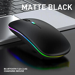 Souris Sans Fil LED Silencieuse pour Ordinateur Portable de Bureau Optique Rechargeable Noir pas cher