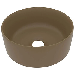 vidaXL Lavabo rond de luxe Crème mat 40x15 cm Céramique