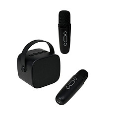 PARTY Enceinte Bluetooth 5.1 avec 2 Micro karaoké Sans Fil Modèle Party Btmic 15W Noir