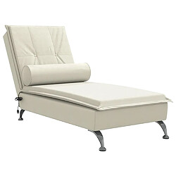 vidaXL Chaise longue de massage avec traversin crème velours