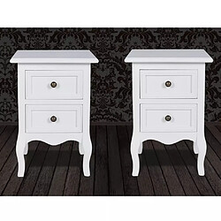 Helloshop26 Table de nuit chevet commode armoire meuble chambre 2 pcs avec 2 tiroirs mdf blanc 1402190