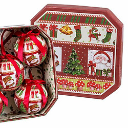 BigBuy Christmas Boules de Noël Multicouleur Papier Polyfoam Père Noël 7,5 x 7,5 x 7,5 cm (5 Unités)