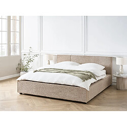 Beliani Lit double en bouclé 160 x 200 cm taupe MIRANDE