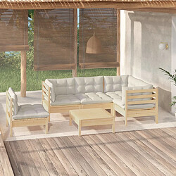 Maison Chic Salon de jardin 6 pcs + coussins - Mobilier/Meubles de jardin - Table et chaises d'extérieur crème Bois de pin -MN84599