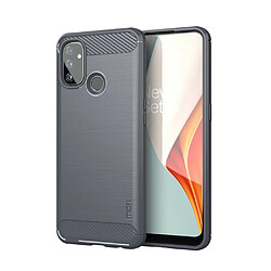 Mofi Coque en TPU fibre de carbone brossée gris pour votre OnePlus Nord N100