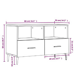 vidaXL Meuble TV Chêne fumé 80x36x50 cm Bois d'ingénierie pas cher