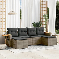 Maison Chic Salon de jardin 6 pcs avec coussins | Ensemble de Table et chaises | Mobilier d'Extérieur gris résine tressée -GKD50861