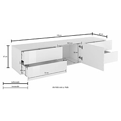 Acheter Alter Meuble TV de salon, Made in Italy, Meuble TV de salon surélevé avec 1 porte et 4 tiroirs, 170x40h47 cm, couleur blanc brillant