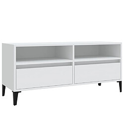 Maison Chic Meuble TV scandinave - Banc TV pour salon blanc 100x34,5x44,5 cm bois d'ingénierie -MN58650