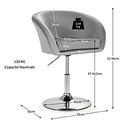 Acheter Helloshop26 Chaise pivotante en velours fauteuil de bureau réglable en hauteur base galvanisée charge 125kg gris 20_0007079