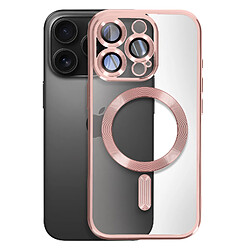 Avizar Coque MagSafe pour iPhone 16 Pro Max Silicone Contour Chromé Rose Champagne