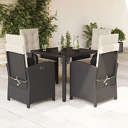 vidaXL Ensemble à manger de jardin coussins 5pcs Noir Résine tressée