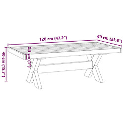 vidaXL Table basse NOAIN pieds en forme de X 120x60x40 cm massif pin pas cher