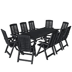 vidaXL Ensemble à manger d'extérieur 11 pcs Plastique Anthracite