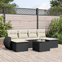 Maison Chic Ensemble Tables et chaises d'extérieur 7pcs avec coussins,Salon de jardin noir résine tressée -GKD417812