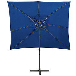 Helloshop26 Parasol déporté à double toit 250 x 250 cm bleu 02_0008566