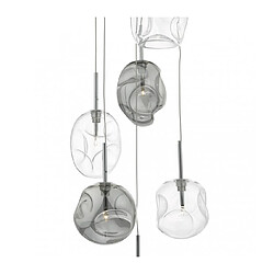 Avis Luminaire Center Suspension Quinn chrome poli et verre fumé 6 ampoules