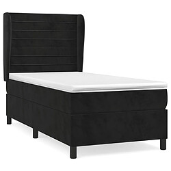 vidaXL Sommier à lattes de lit avec matelas Noir 90x200 cm Velours