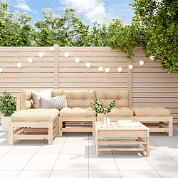 vidaXL Salon de jardin 6 pcs Bois de pin massif