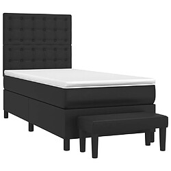 Avis Maison Chic Lit Adulte - Lit simple Lit à sommier tapissier avec matelas moelleux - Meuble de Chambre - Noir 90x200 cm Similicuir -MN49658