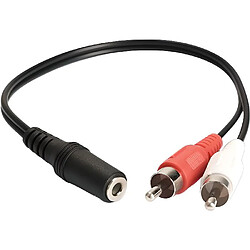 3,5 mm Audio Jack Femelle vers 2 Mâle RCA Câble Adaptateur