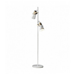 Endon Lampadaire Gerik en Acier , blanc et peinture en laiton vieilli