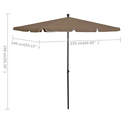 vidaXL Parasol de jardin avec mât 210x140 cm Taupe pas cher