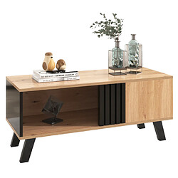 ComfortXL Table basse élégante 100x60x53 cm en bois et noir, avec tiroirs et rangement