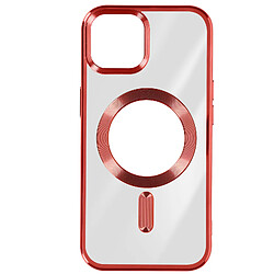 Avizar Coque MagSafe pour iPhone 15 Silicone Protection Caméra Contour Chromé Rouge