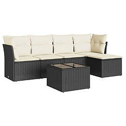 Maison Chic Ensemble Tables et chaises d'extérieur 6pcs avec coussins,Salon de jardin noir résine tressée -GKD971467