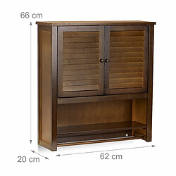 Helloshop26 Armoire suspendue salle de bain pharmacie bambou bois marron 13_0000298