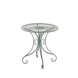 Decoshop26 Table de jardin en fer forgé diamètre Ø 70 cm vert vieilli MDJ10053