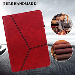 Etui en PU ligne de couture avec support et porte-cartes rouge pour votre Huawei MediaPad T3 10