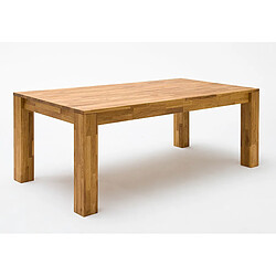 Pegane Table à manger en chêne sauvage massif huilé - Longueur 160/205/250 x Hauteur 77 x Profondeur 90 cm