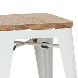 Tabouret VANTAGGIO W Métal blanc / Assise bois clair hjh OFFICE