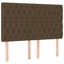 Acheter Maison Chic Tête de lit scandinave à LED,meuble de chambre Marron foncé 160x7x118/128 cm Tissu -MN56184