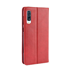 Avis Wewoo Housse Coque Étui en cuir à boucle magnétique avec texture rétro et pour Galaxy A50, porte-cartes (rouge)