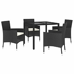 Avis Maison Chic Mobilier à dîner 5 pcs de jardin avec coussins - Ensemble table et chaises d'extérieur - Salon/Mobilier de jardin classique Noir Résine tressée -MN34939