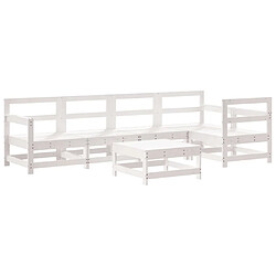 Avis Maison Chic Salon de jardin 6 pcs + coussins - Mobilier/Meubles de jardin - Table et chaises d'extérieur blanc bois massif -MN42126