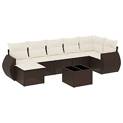 vidaXL Salon de jardin 8 pcs avec coussins marron résine tressée