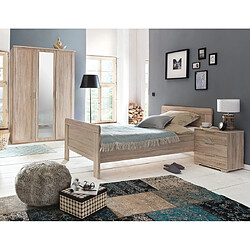 Pegane Chambre à coucher complète enfant (lit 90x200cm + chevet + armoire) coloris imitation chêne