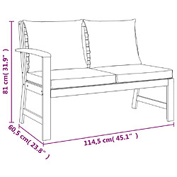 vidaXL Ensemble à manger de jardin 6 pcs avec coussins Bois d'acacia pas cher