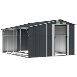 Helloshop26 Abri de jardin cabane cabanon maison de stockage remise extérieur hangar outils robuste 277 x 365,5 x 179 cm acier galvanisé anthracite 02_0022213