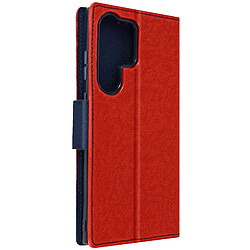 Avizar Étui pour Samsung S23 Ultra portefeuille languette magnétique rouge et bleu nuit