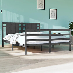 vidaXL Cadre de lit sans matelas gris 140x190 cm bois de pin massif 