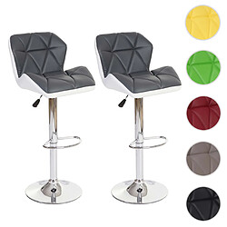 Mendler 2x tabouret de bar Hamilton, chaise de comptoir, bois, similicuir, rotatif ~ gris