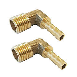 2x 1/4 bsp à 8mm en laiton, coude mâle à 90 degrés, raccord cannelé pour tuyau de vidange