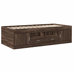 Maison Chic Lit d'appoint | Lit de jour | Lit de repos et tiroirs chêne marron 100x200cm bois d'ingénierie -GKD14188