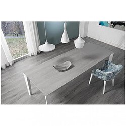 Avis Inside 75 Table repas extensible GEO 10 couverts 180/250x100cm pieds blancs plateau céramique gris