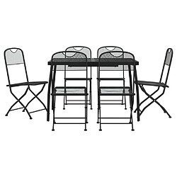 Ensemble à manger de jardin 7 pcs,Table et chaise à dîner anthracite métal maille -MN14121